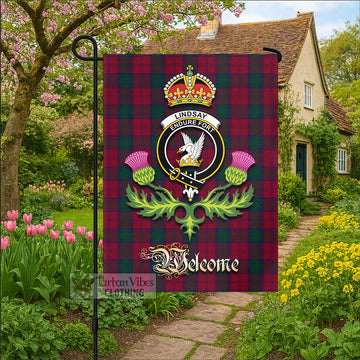 Lindsay Tartan Family Crest Garden Flag Royal Thistle Welcome Style