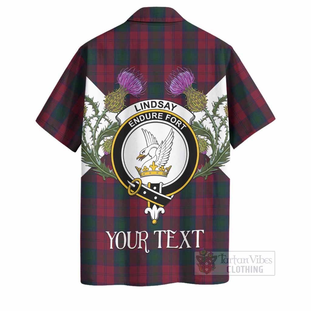 Lindsay Tartan Family Crest Hawaiian Shirt Scottish Burns Night Thistle Floral