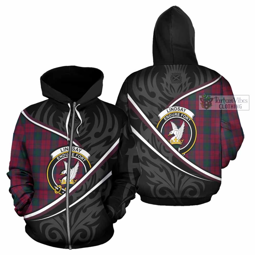 Lindsay Tartan Family Crest Hoodie Celtic Scottish Thistle Floral - Tartan Vibes Clothing
