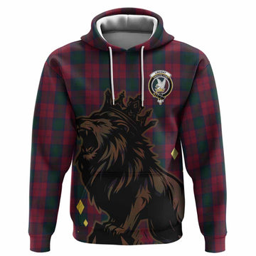 Lindsay Tartan Family Crest Hoodie Crowned Lion Roaring