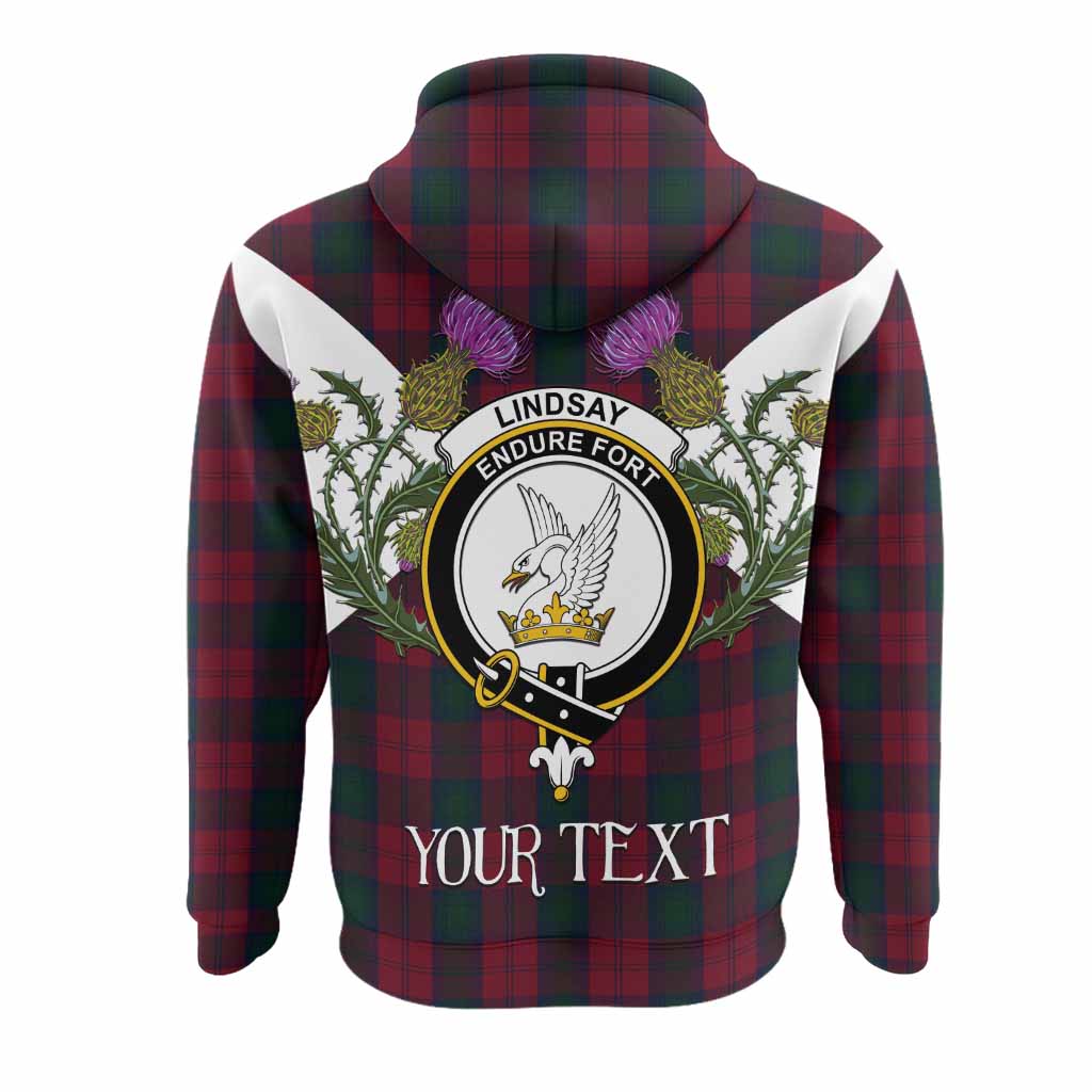 Lindsay Tartan Family Crest Hoodie Scottish Burns Night Thistle Floral