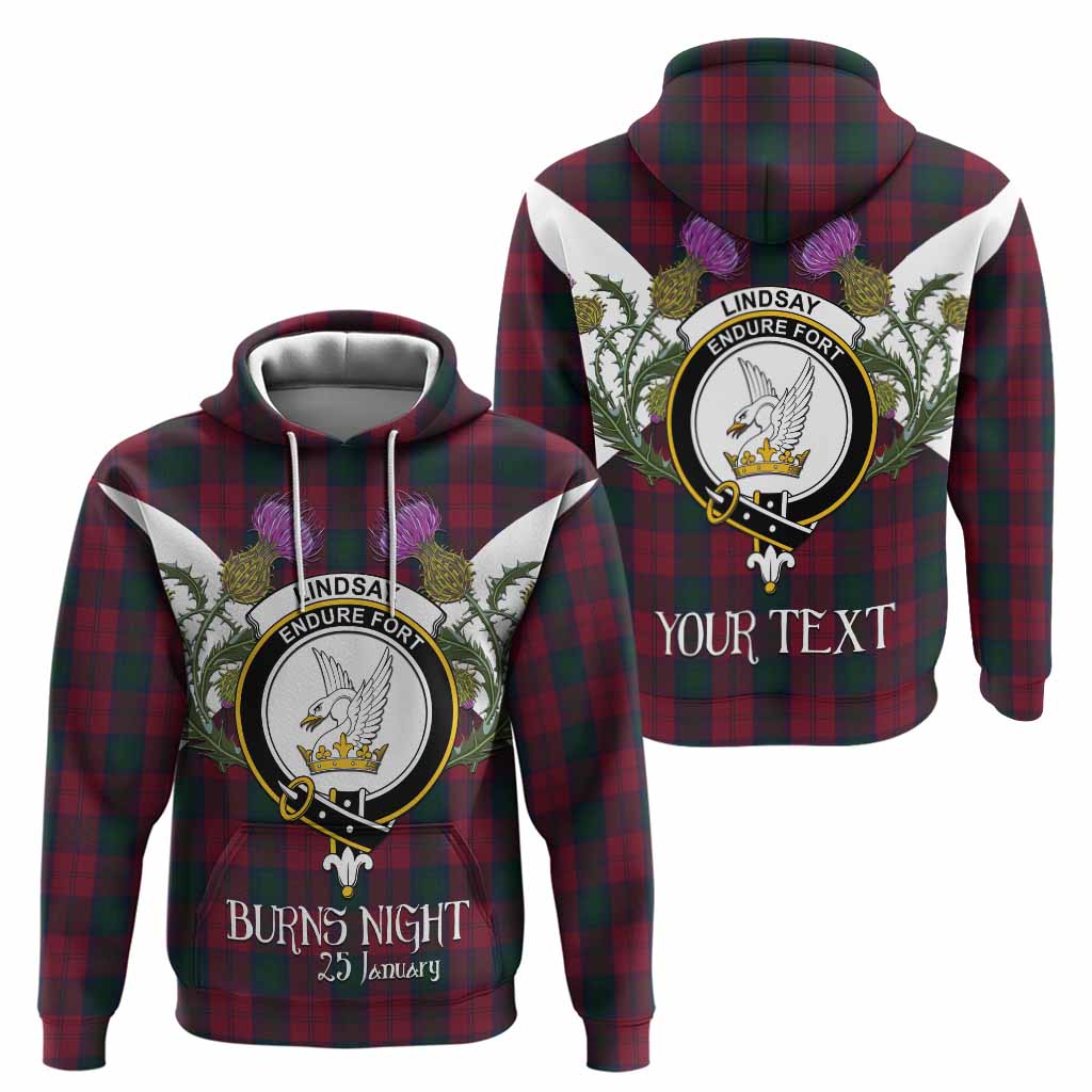 Lindsay Tartan Family Crest Hoodie Scottish Burns Night Thistle Floral