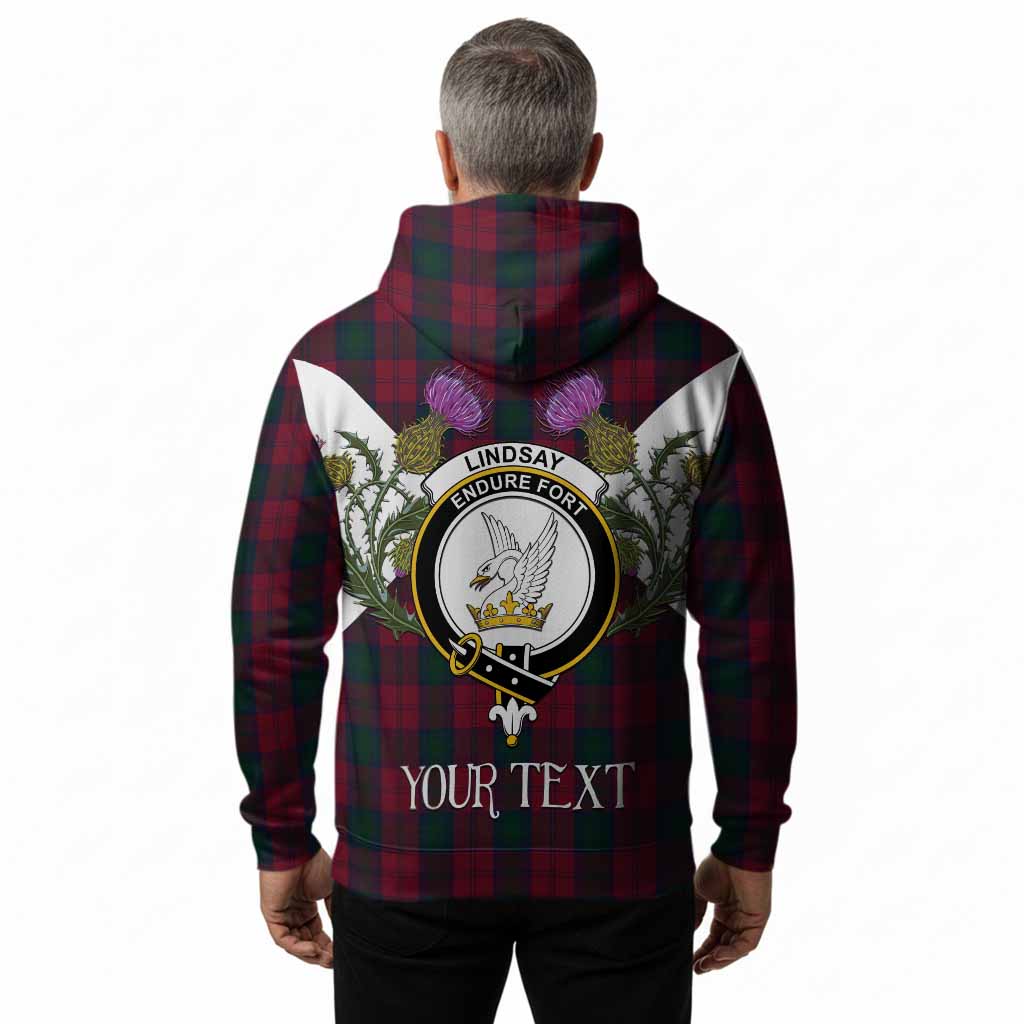Lindsay Tartan Family Crest Hoodie Scottish Burns Night Thistle Floral