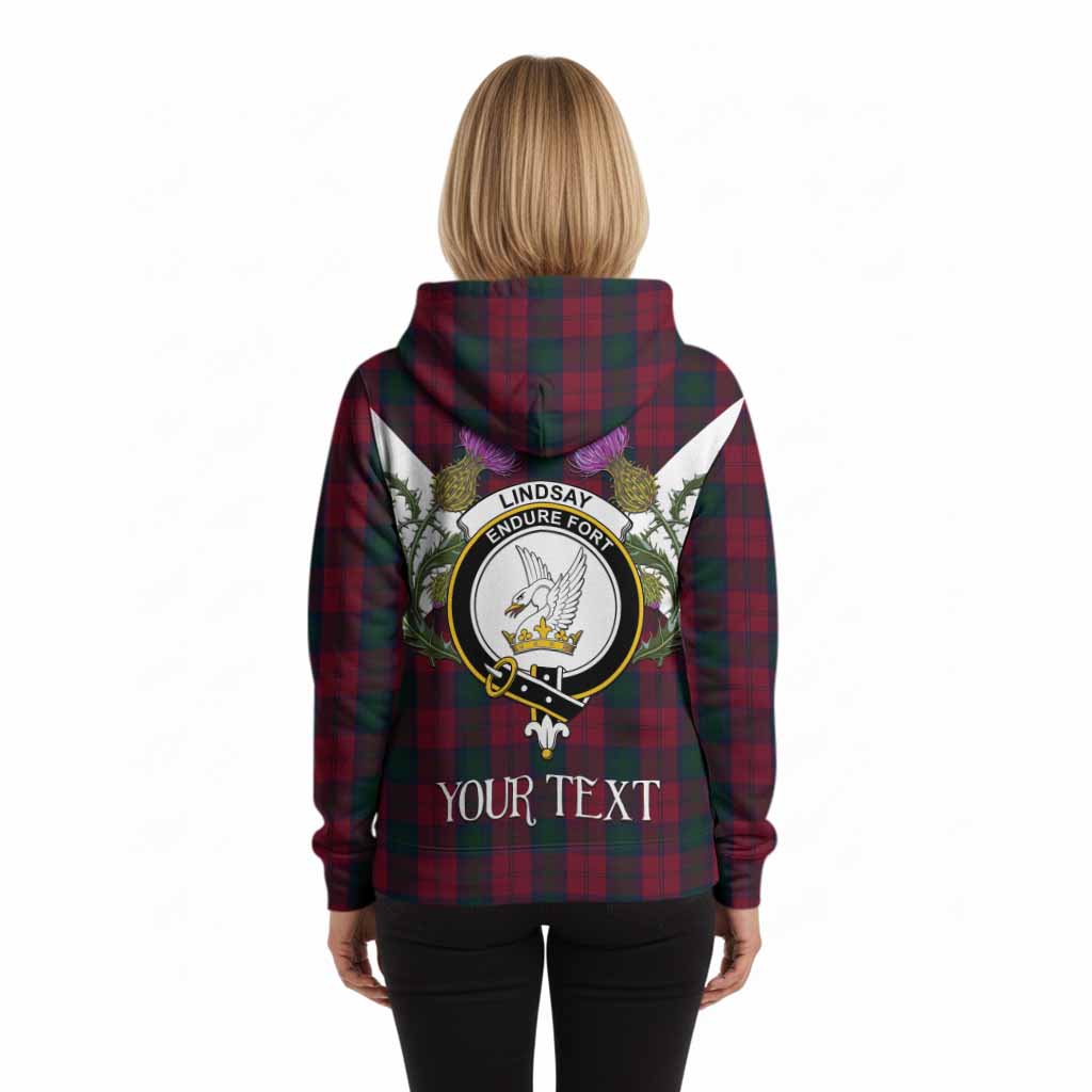 Lindsay Tartan Family Crest Hoodie Scottish Burns Night Thistle Floral