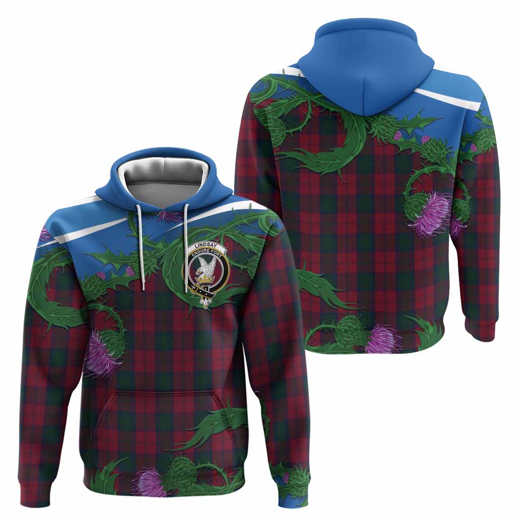 Lindsay Tartan Family Crest Hoodie Thistle in Minimalism
