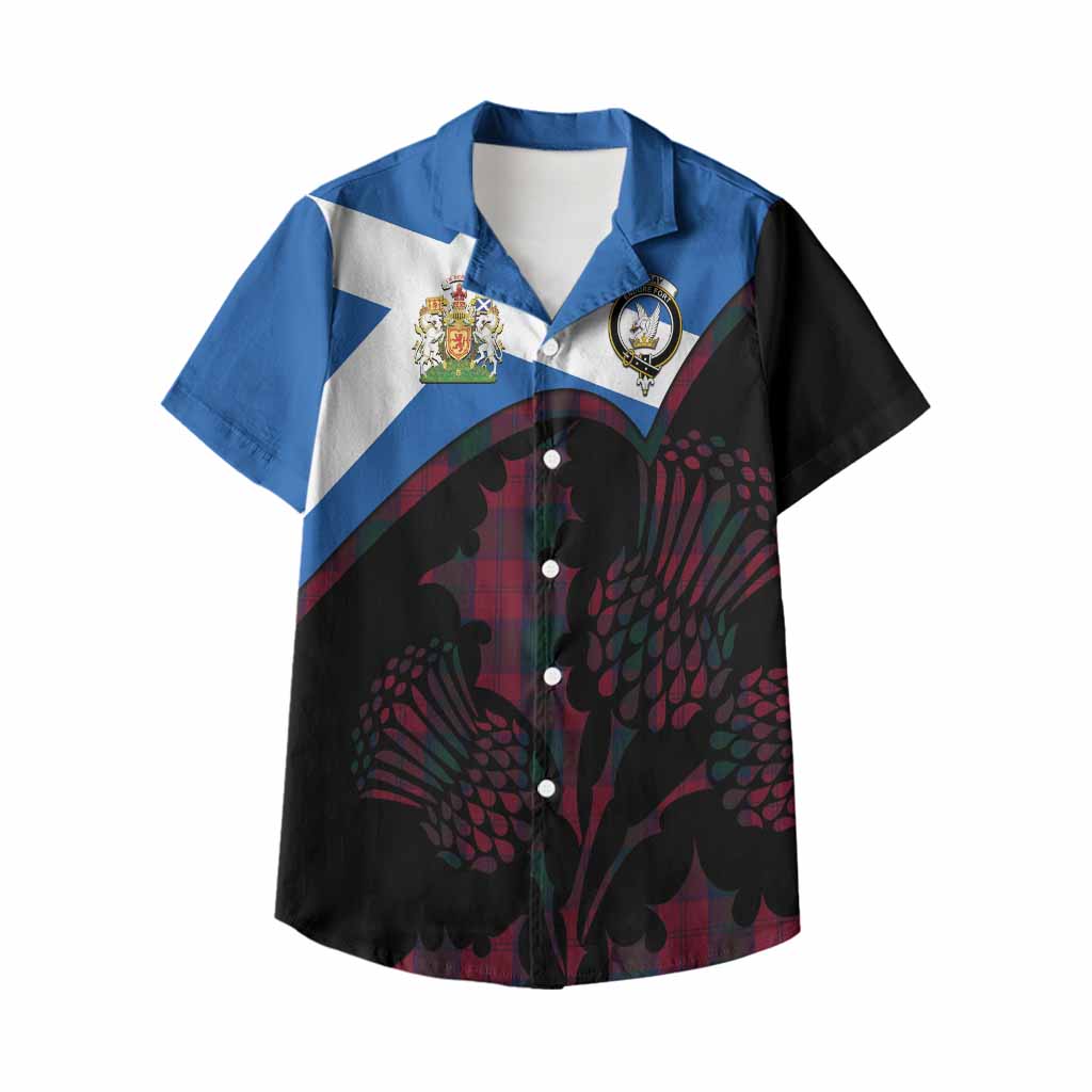 Lindsay Tartan Family Crest Kid Hawaiian Shirt Scotland Thistle Floral Flag Style