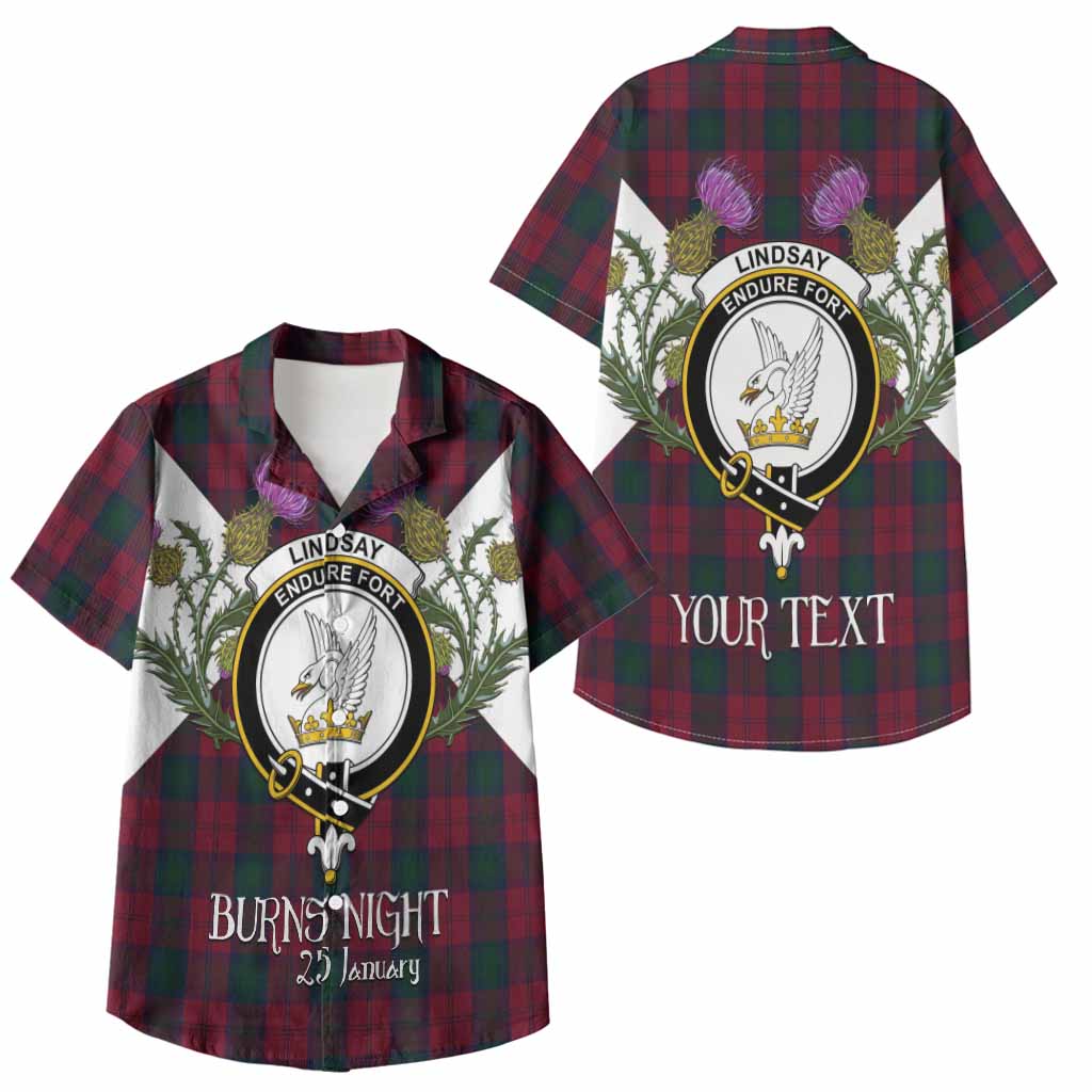 Lindsay Tartan Family Crest Kid Hawaiian Shirt Scottish Burns Night Thistle Floral