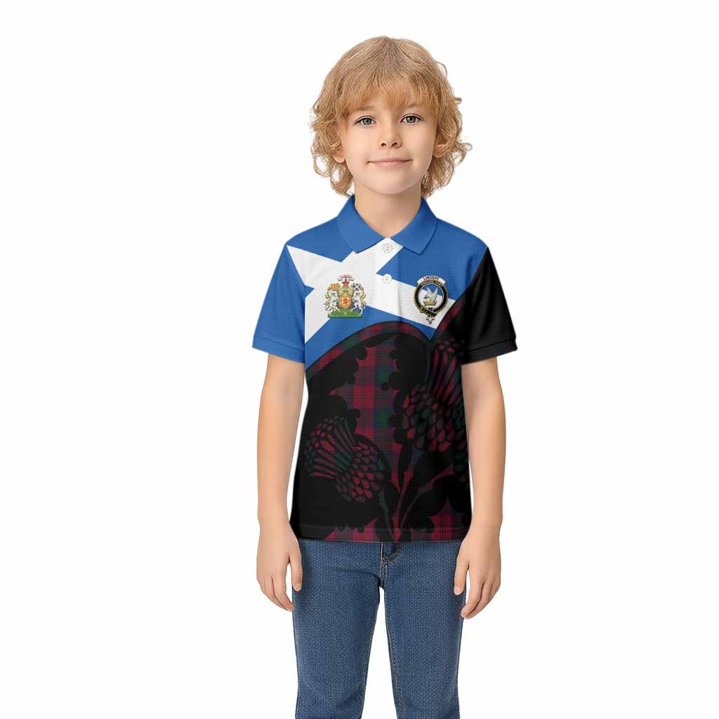 Lindsay Tartan Family Crest Kid Polo Shirt Scotland Thistle Floral Flag Style