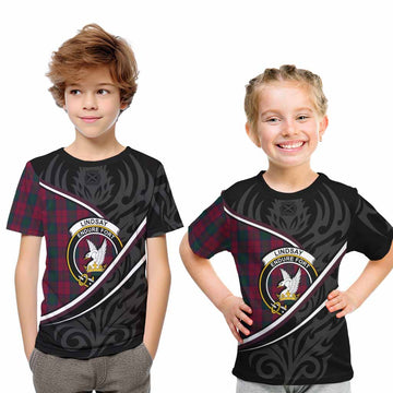 Lindsay Tartan Family Crest Kid T-shirt Celtic Scottish Thistle Floral - Tartan Vibes Clothing