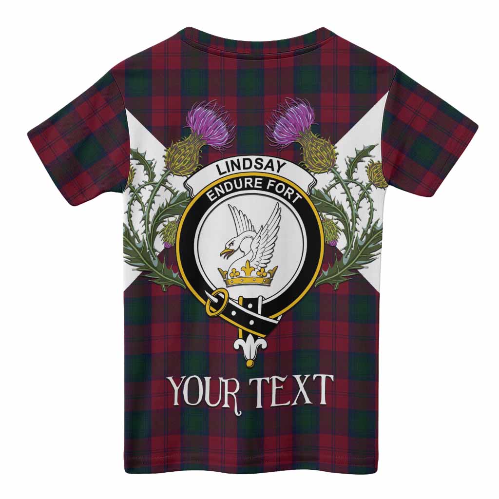 Lindsay Tartan Family Crest Kid T-shirt Scottish Burns Night Thistle Floral