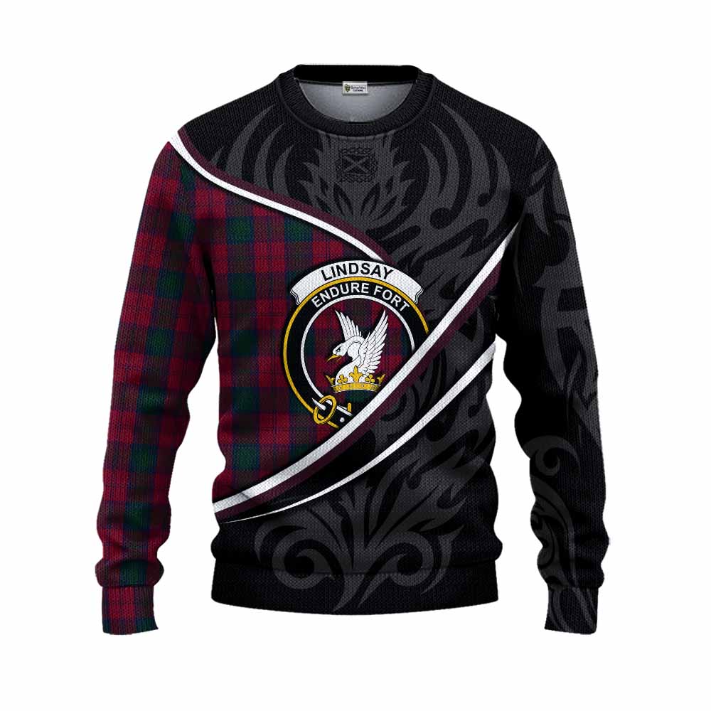 Lindsay Tartan Family Crest Knitted Sweater Celtic Scottish Thistle Floral - Tartan Vibes Clothing