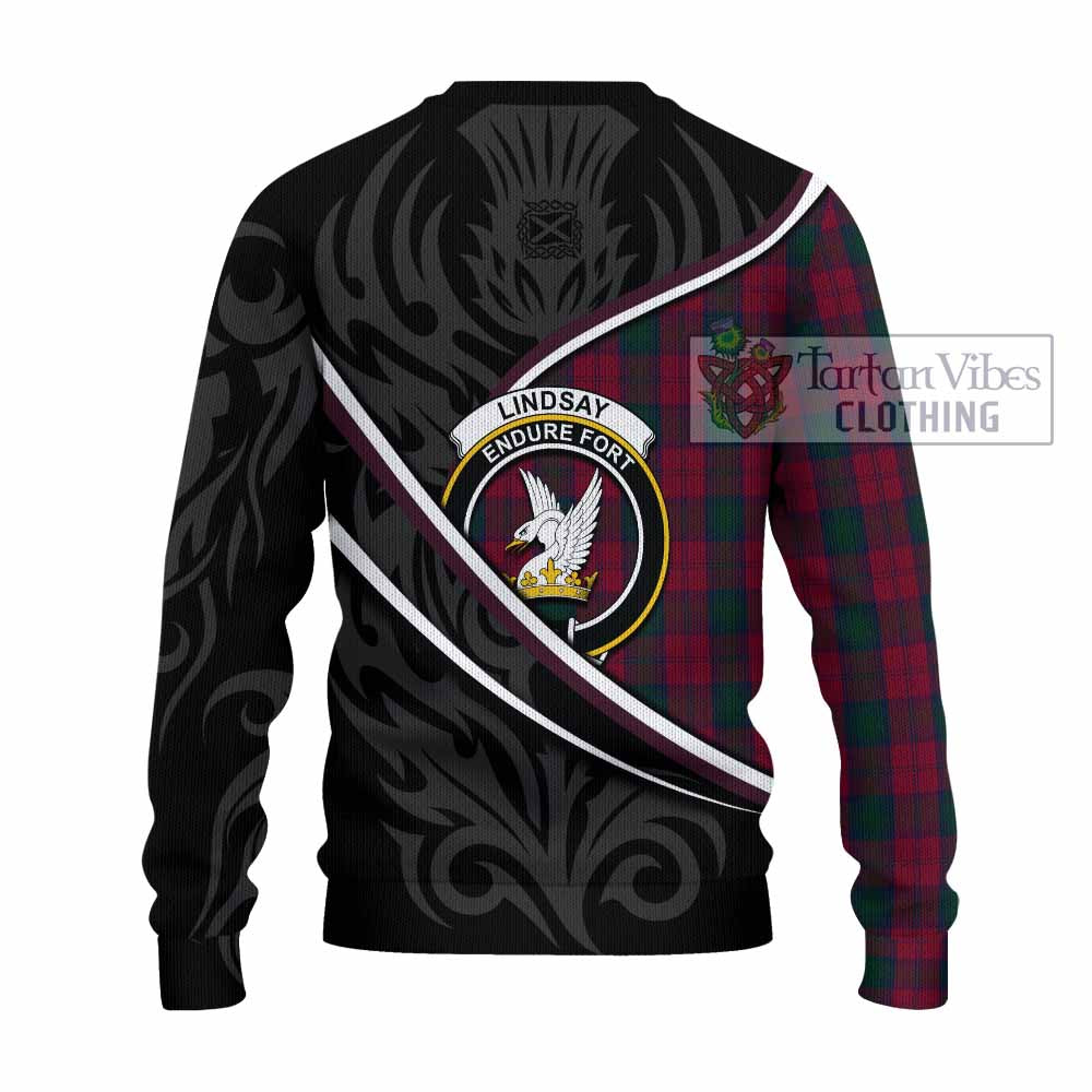 Lindsay Tartan Family Crest Knitted Sweater Celtic Scottish Thistle Floral - Tartan Vibes Clothing