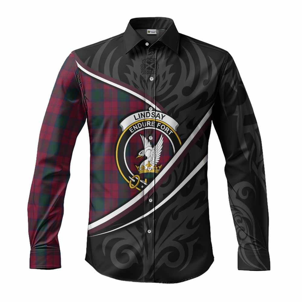 Lindsay Tartan Family Crest Long Sleeve Button Shirts Celtic Scottish Thistle Floral - Tartan Vibes Clothing