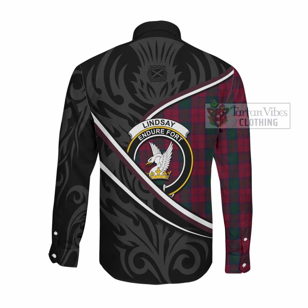 Lindsay Tartan Family Crest Long Sleeve Button Shirts Celtic Scottish Thistle Floral - Tartan Vibes Clothing