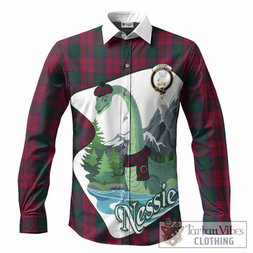 Lindsay Tartan Family Crest Long Sleeve Button Shirts Nessie Scottish Loch Ness Monster