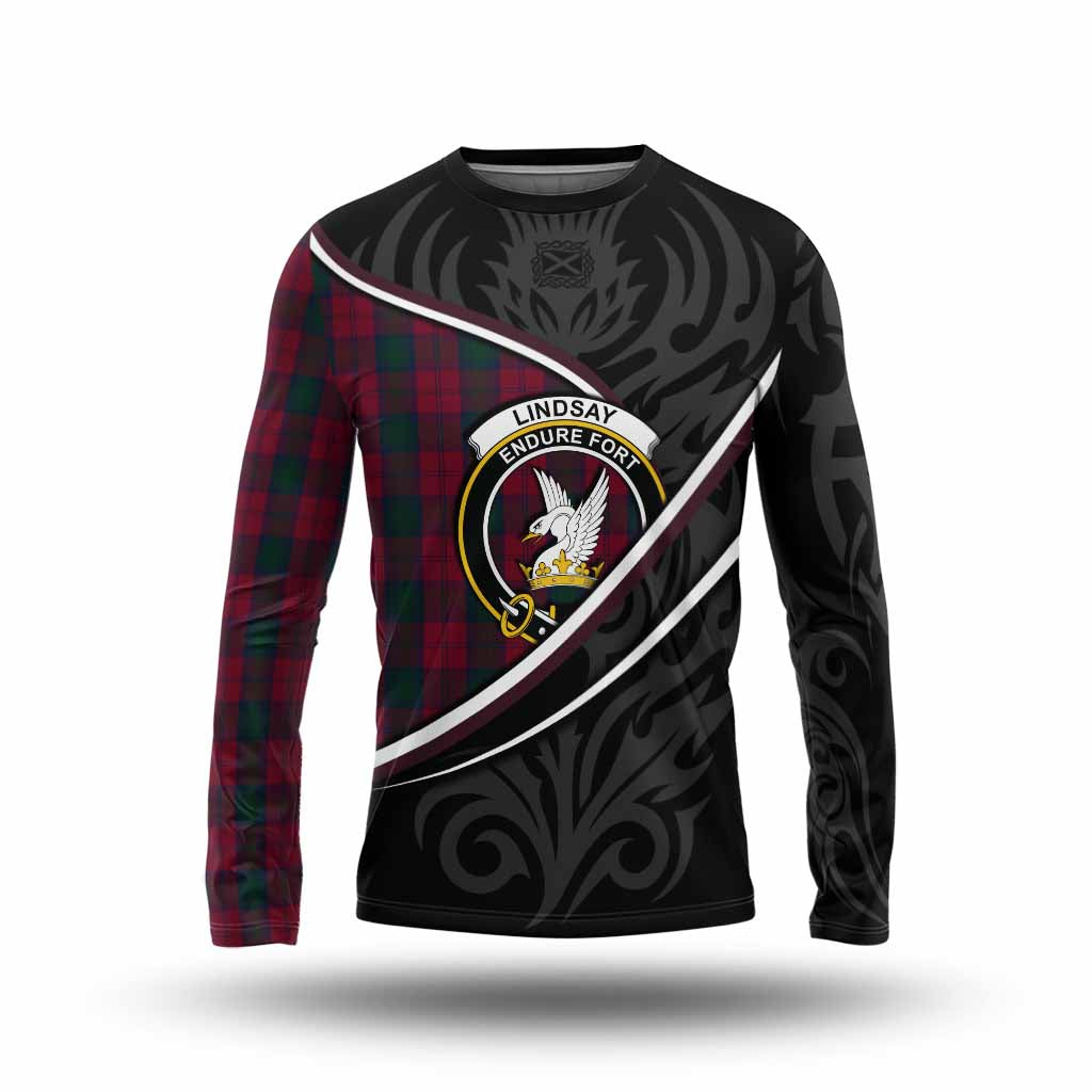 Lindsay Tartan Family Crest Long Sleeve T-Shirt Celtic Scottish Thistle Floral - Tartan Vibes Clothing