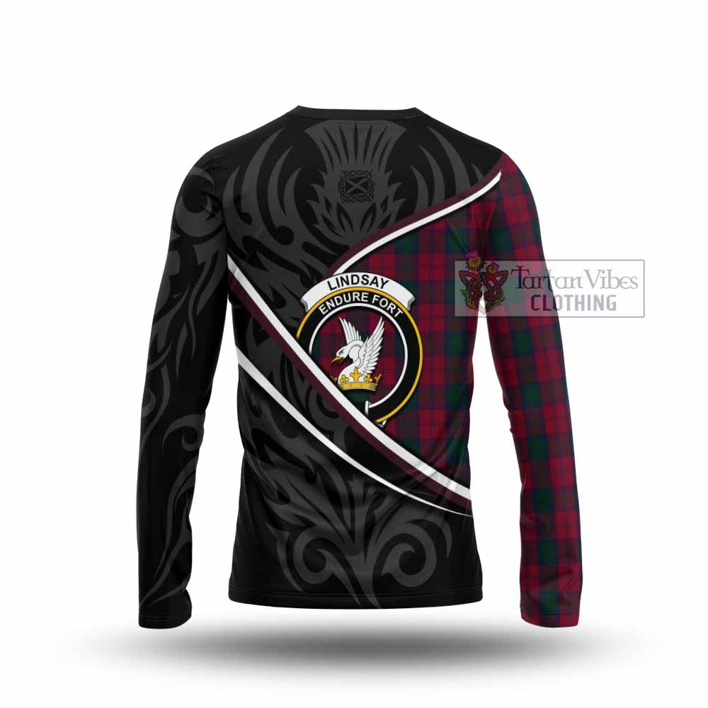 Lindsay Tartan Family Crest Long Sleeve T-Shirt Celtic Scottish Thistle Floral - Tartan Vibes Clothing