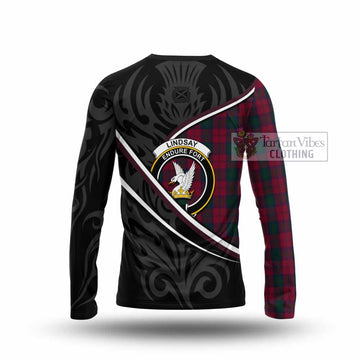Lindsay Tartan Family Crest Long Sleeve T-Shirt Celtic Scottish Thistle Floral