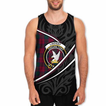 Lindsay Tartan Family Crest Men Tank Top Celtic Scottish Thistle Floral - Tartan Vibes Clothing