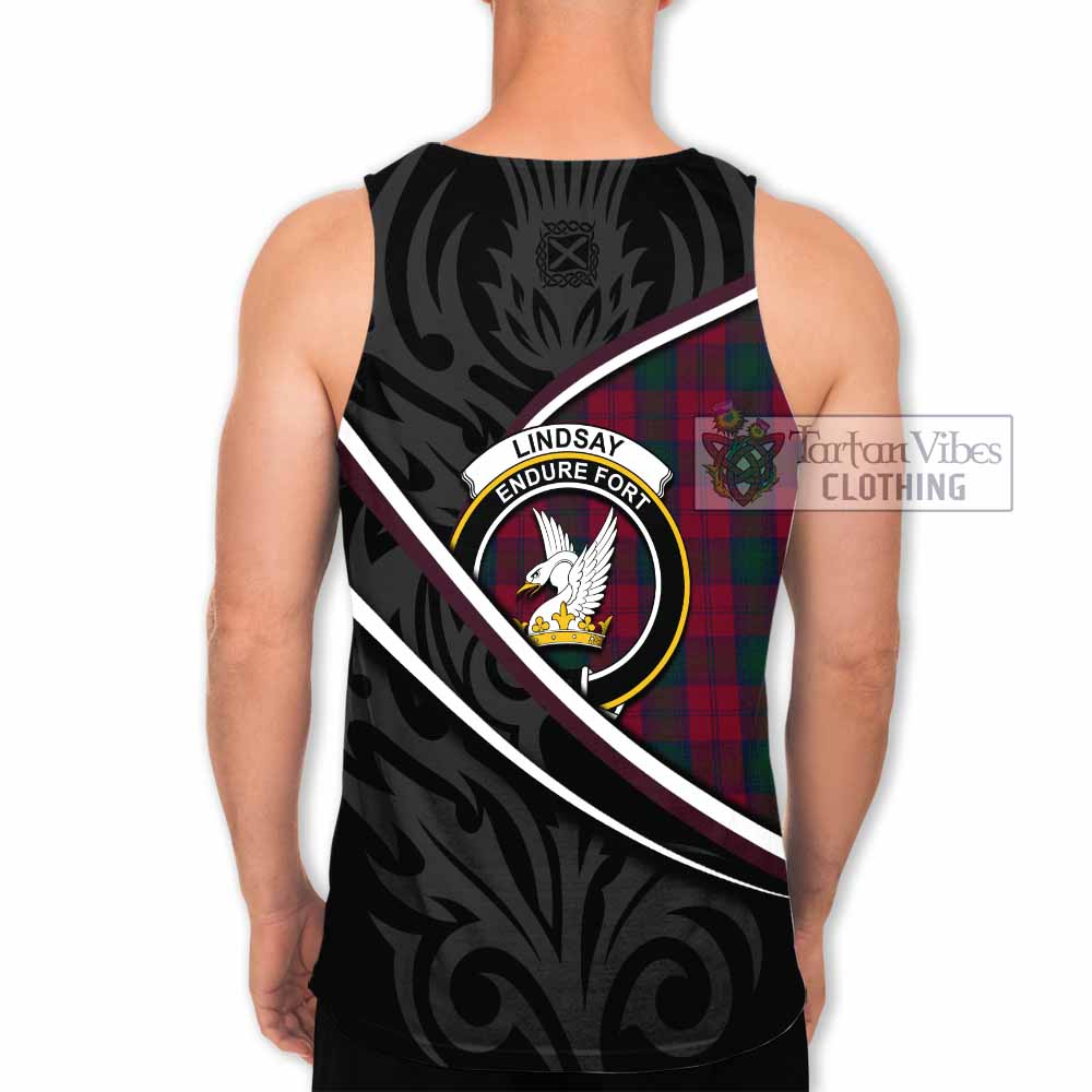 Lindsay Tartan Family Crest Men Tank Top Celtic Scottish Thistle Floral - Tartan Vibes Clothing