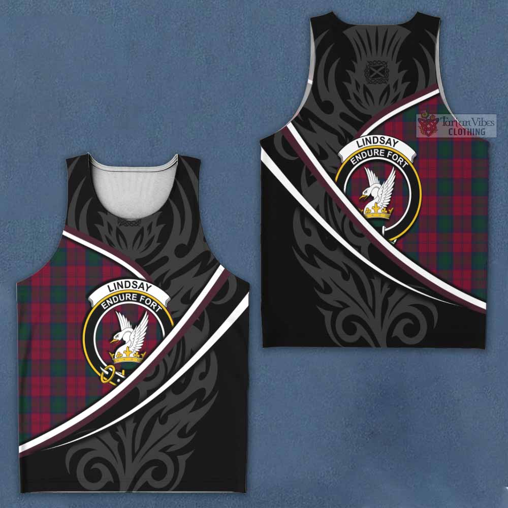 Lindsay Tartan Family Crest Men Tank Top Celtic Scottish Thistle Floral - Tartan Vibes Clothing