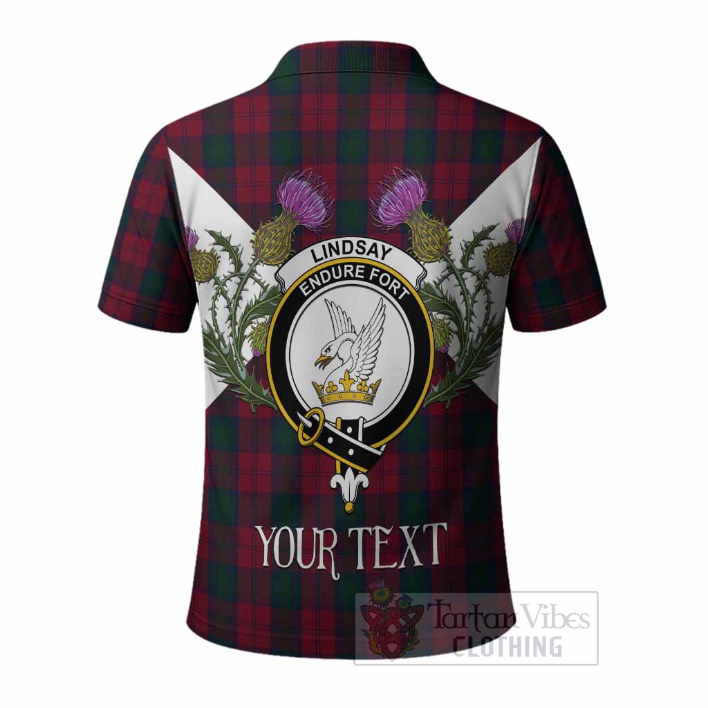 Lindsay Tartan Family Crest Polo Shirt Scottish Burns Night Thistle Floral