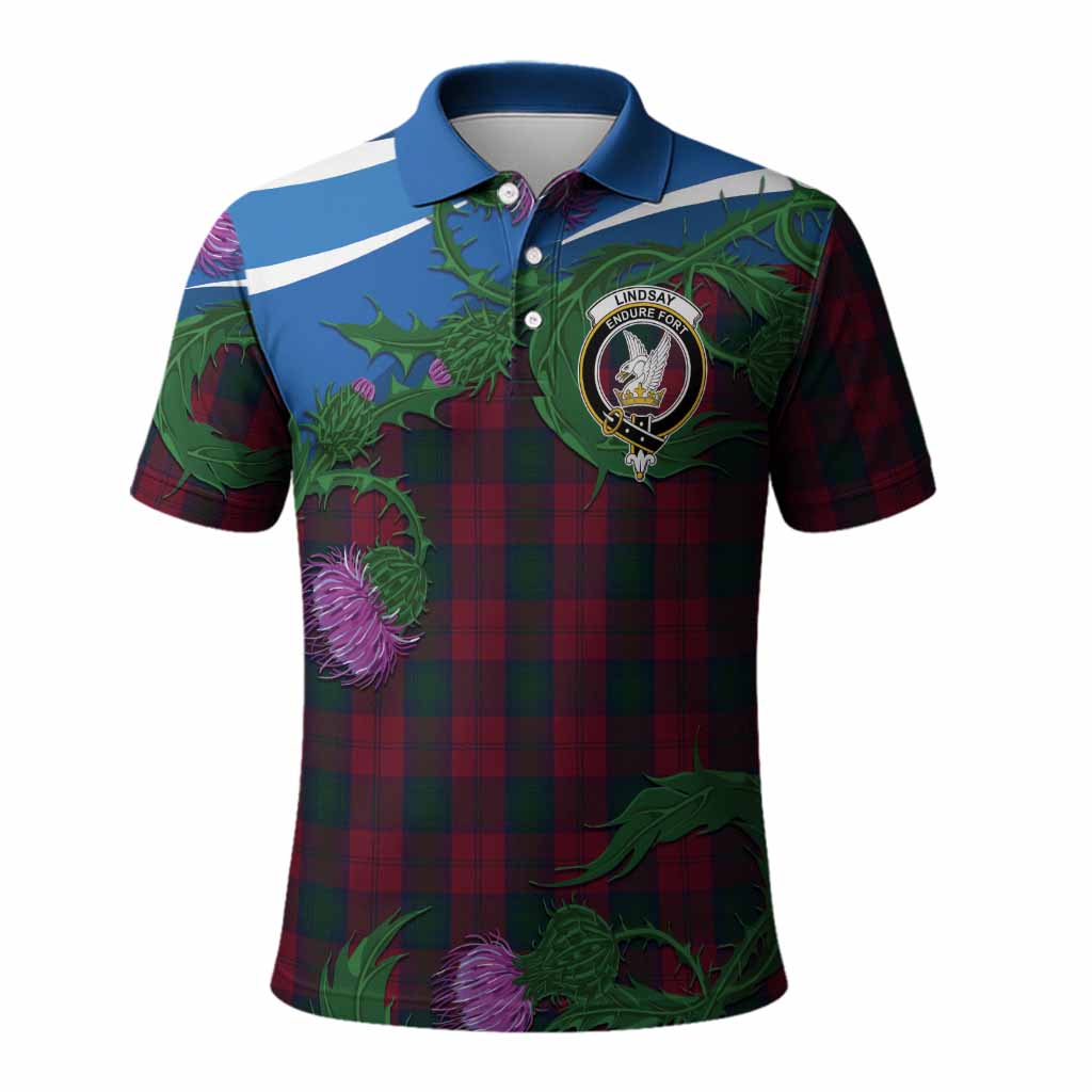 Lindsay Tartan Family Crest Polo Shirt Thistle in Minimalism