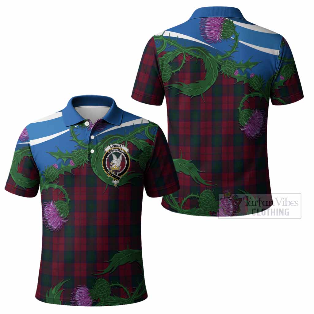 Lindsay Tartan Family Crest Polo Shirt Thistle in Minimalism