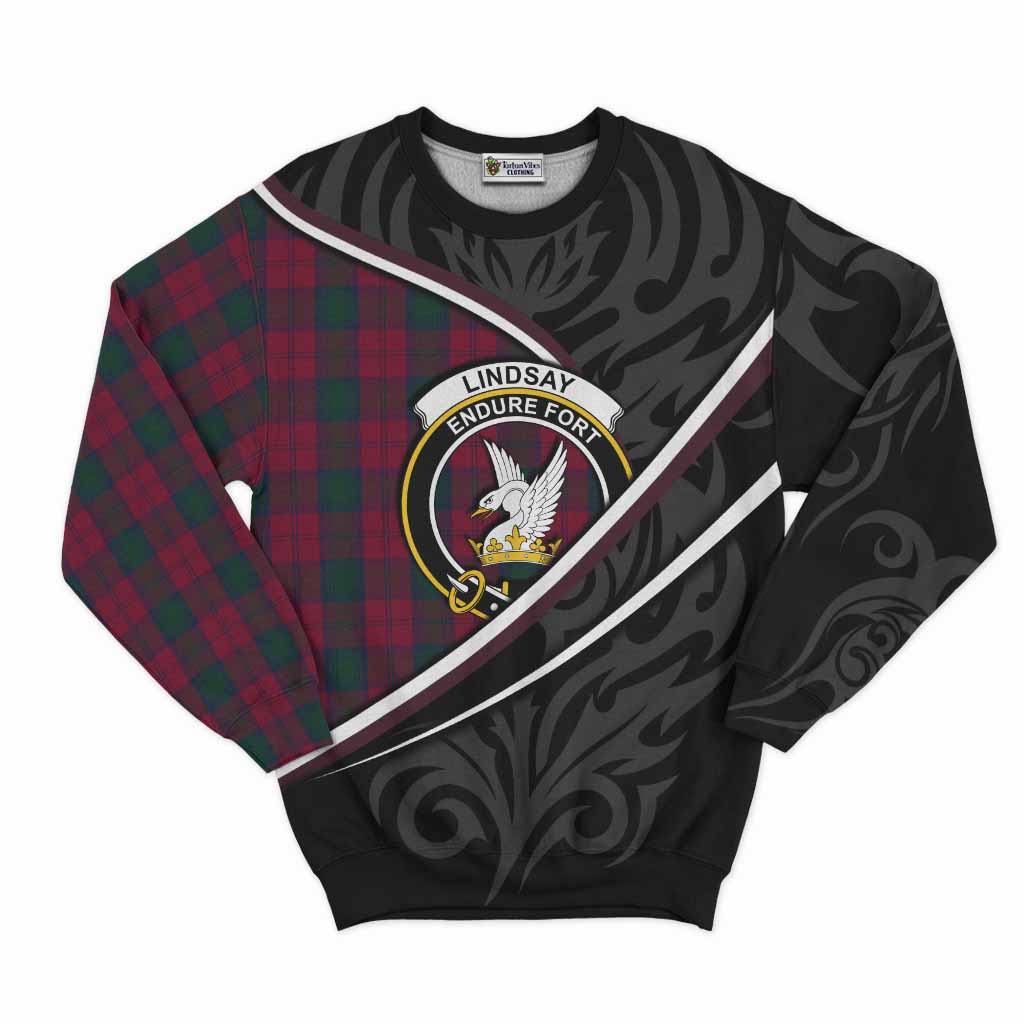 Lindsay Tartan Family Crest Sweatshirt Celtic Scottish Thistle Floral - Tartan Vibes Clothing