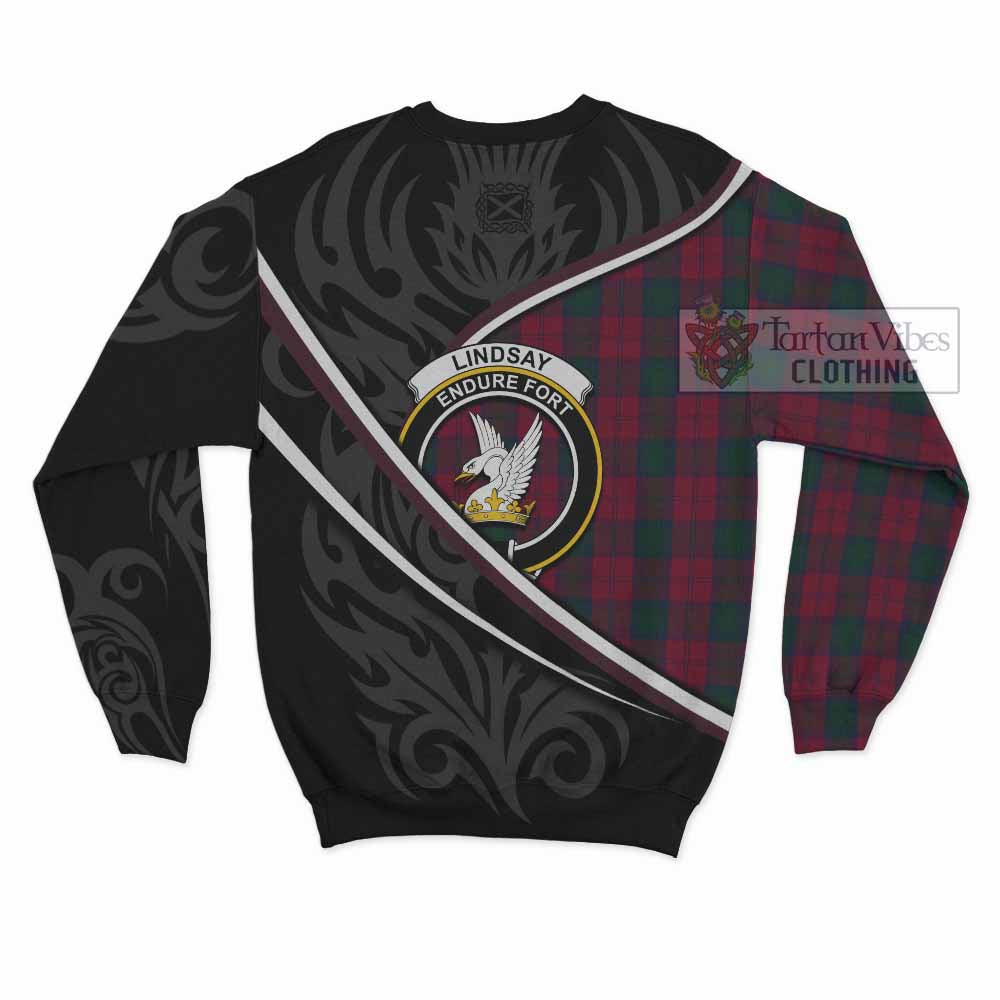 Lindsay Tartan Family Crest Sweatshirt Celtic Scottish Thistle Floral - Tartan Vibes Clothing