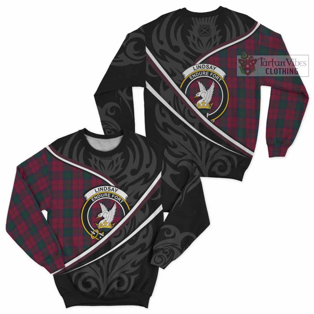 Lindsay Tartan Family Crest Sweatshirt Celtic Scottish Thistle Floral - Tartan Vibes Clothing