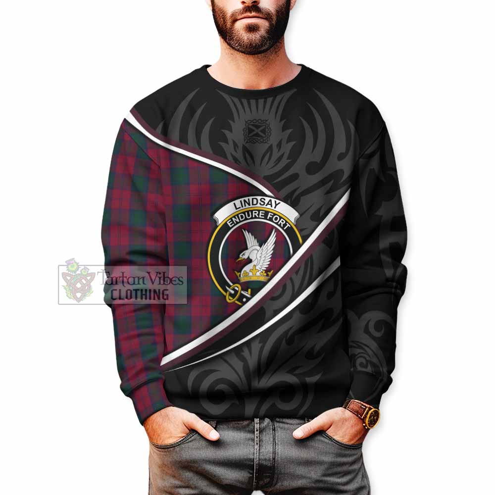 Lindsay Tartan Family Crest Sweatshirt Celtic Scottish Thistle Floral - Tartan Vibes Clothing