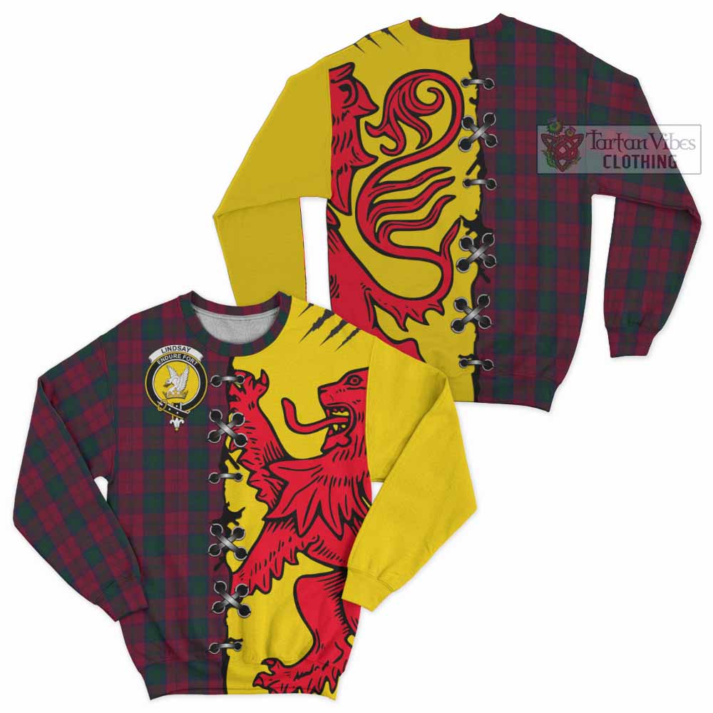 Lindsay Tartan Family Crest Sweatshirt Lion Rampant Honor - Tartan Vibes Clothing