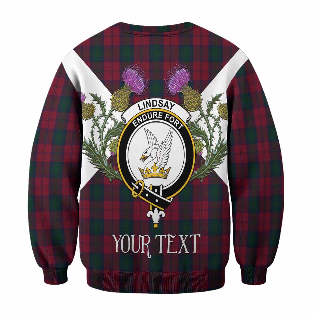 Lindsay Tartan Family Crest Sweatshirt Scottish Burns Night Thistle Floral
