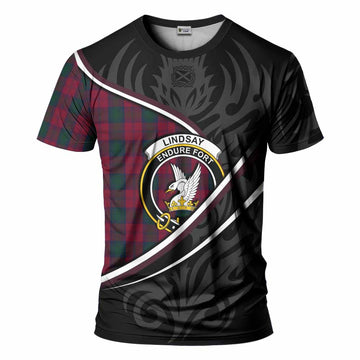 Lindsay Tartan Family Crest T-shirt Celtic Scottish Thistle Floral - Tartan Vibes Clothing