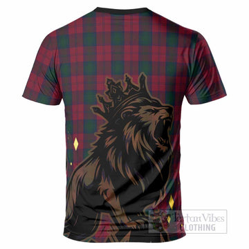 Lindsay Tartan Family Crest T-Shirt Crowned Lion Roaring