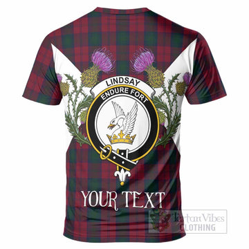 Lindsay Tartan Family Crest T-Shirt Scottish Burns Night Thistle Floral