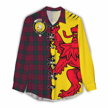 Lindsay Tartan Family Crest Women Casual Shirt Lion Rampant Honor