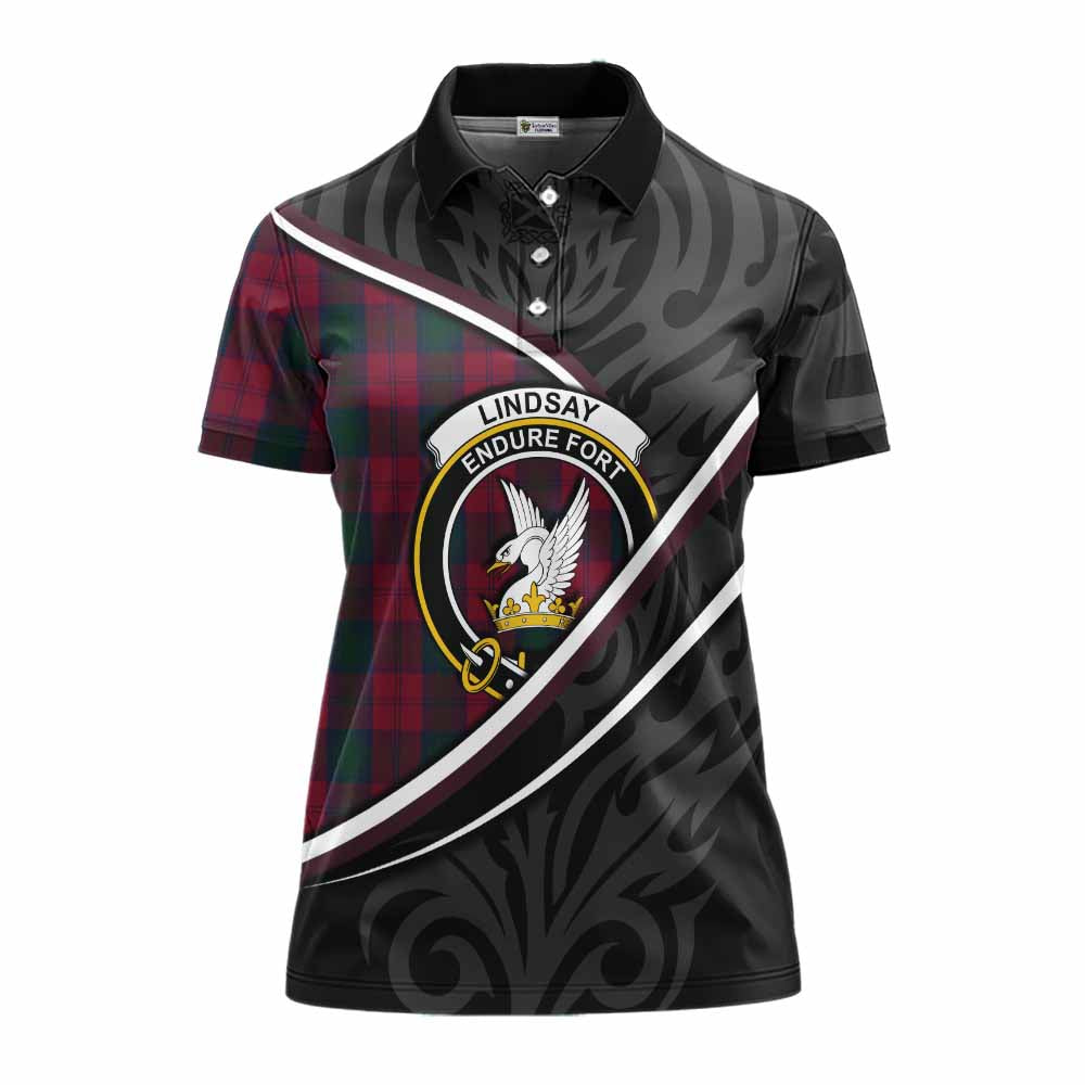Lindsay Tartan Family Crest Women's Polo Shirt Celtic Scottish Thistle Floral - Tartan Vibes Clothing