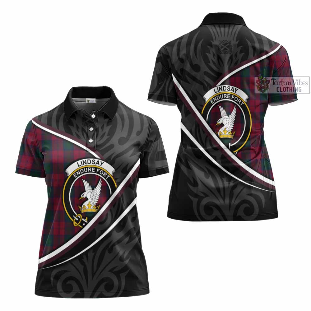 Lindsay Tartan Family Crest Women's Polo Shirt Celtic Scottish Thistle Floral - Tartan Vibes Clothing