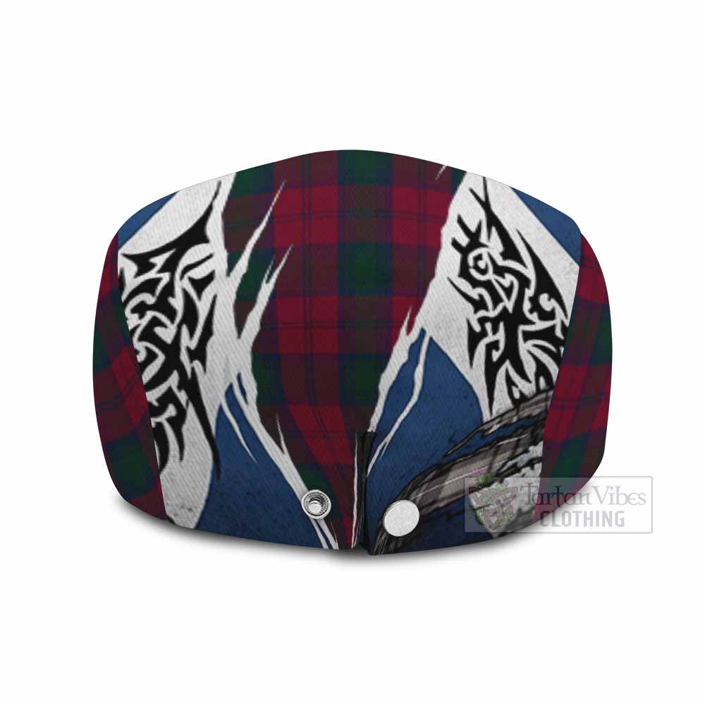 Lindsay Tartan Flat Cap, Jeff Cap Scotland Flag Ripped Tribal Design