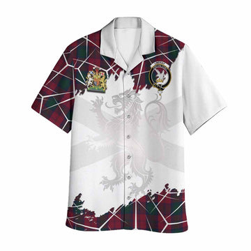 Lindsay Tartan Hawaiian Shirt with Family Crest and Lion Rampant Grunge Style