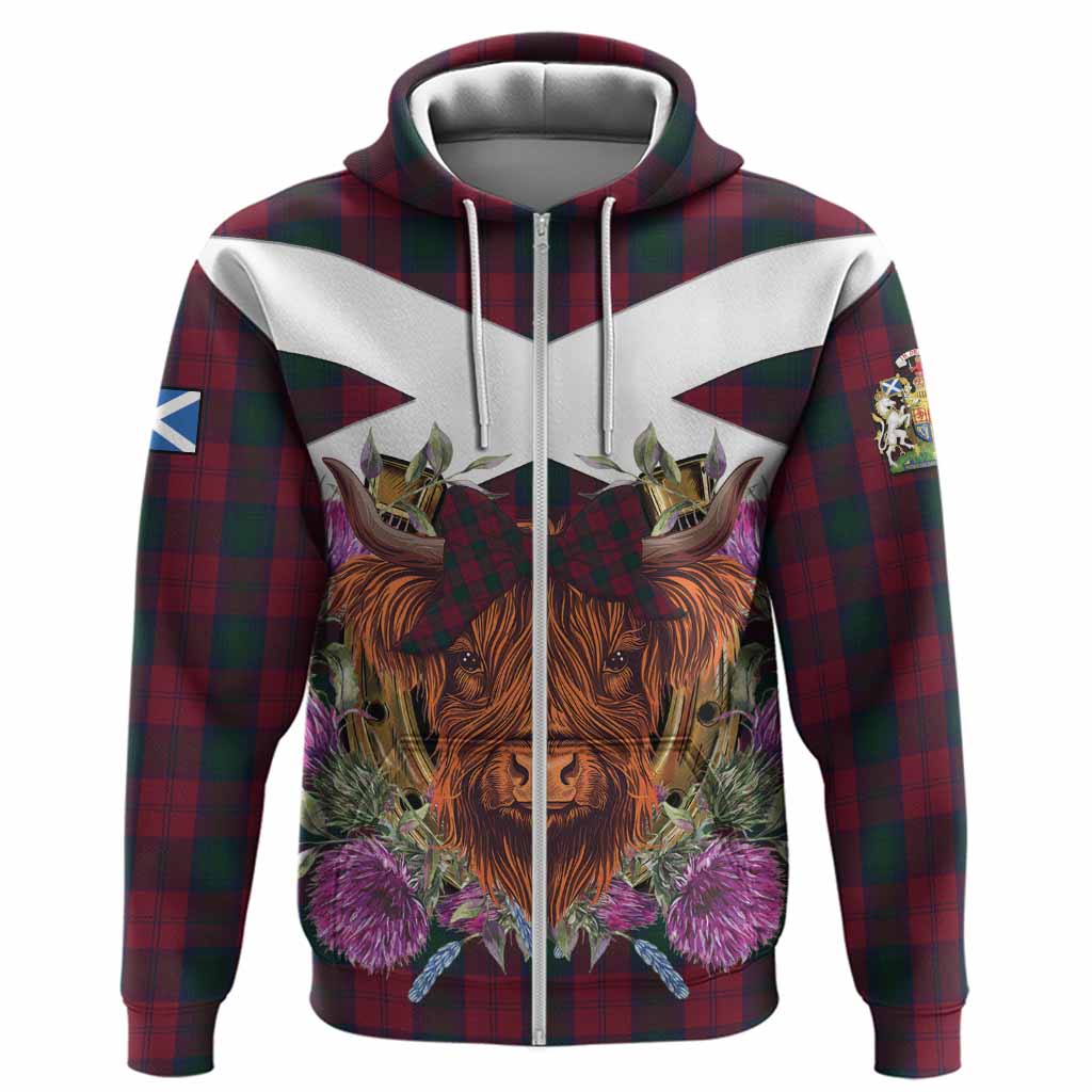 Lindsay Tartan Hoodie Scottish Thistle Heilan Coo