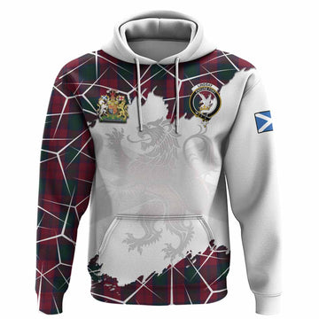 Lindsay Tartan Hoodie with Family Crest and Lion Rampant Grunge Style