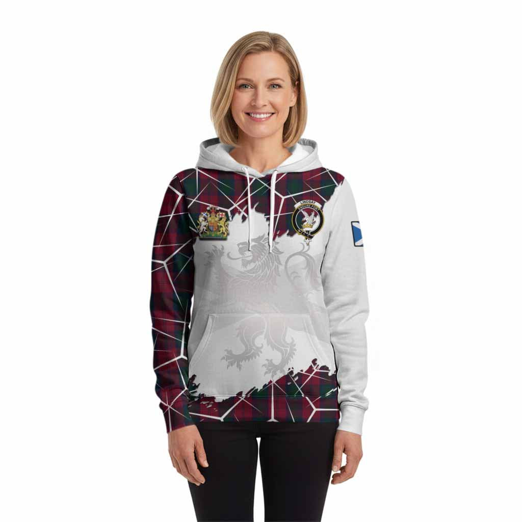 Lindsay Tartan Hoodie with Family Crest and Lion Rampant Grunge Style