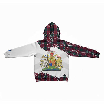 Lindsay Tartan Kid Hoodie with Family Crest and Lion Rampant Grunge Style