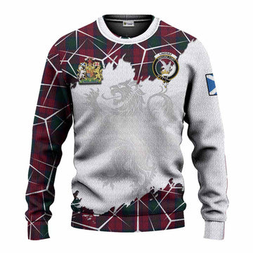 Lindsay Tartan Knitted Sweater with Family Crest and Lion Rampant Grunge Style