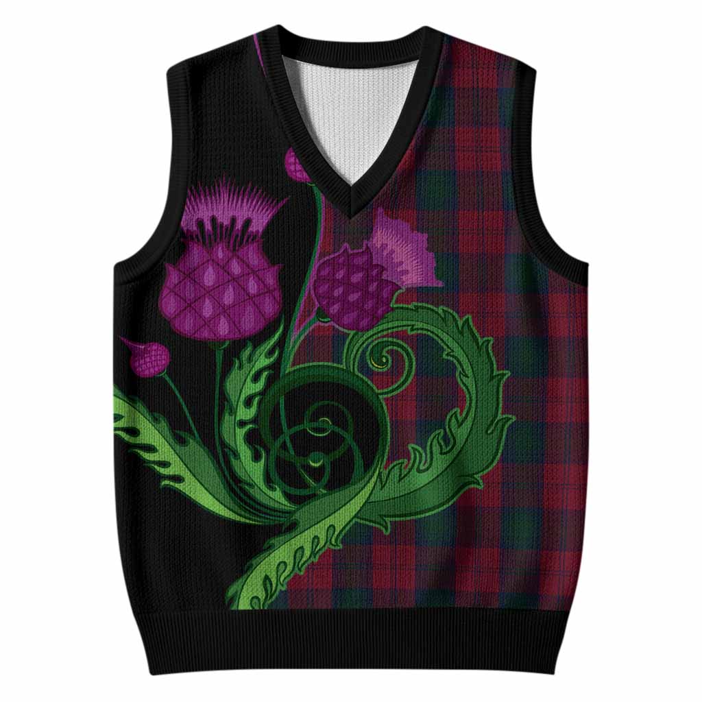 Lindsay Tartan Knitted V-Neck Vest Traditional Scottish Thistle