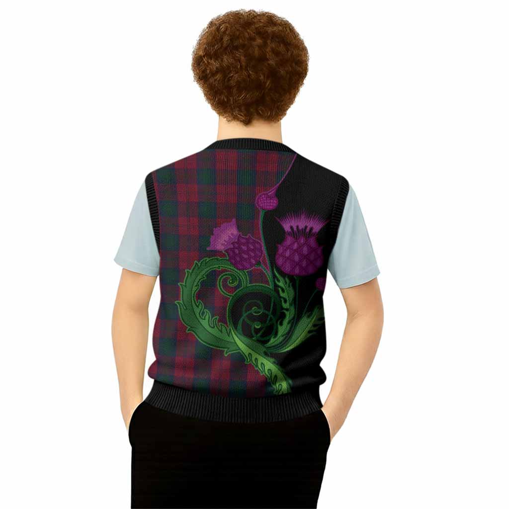 Lindsay Tartan Knitted V-Neck Vest Traditional Scottish Thistle