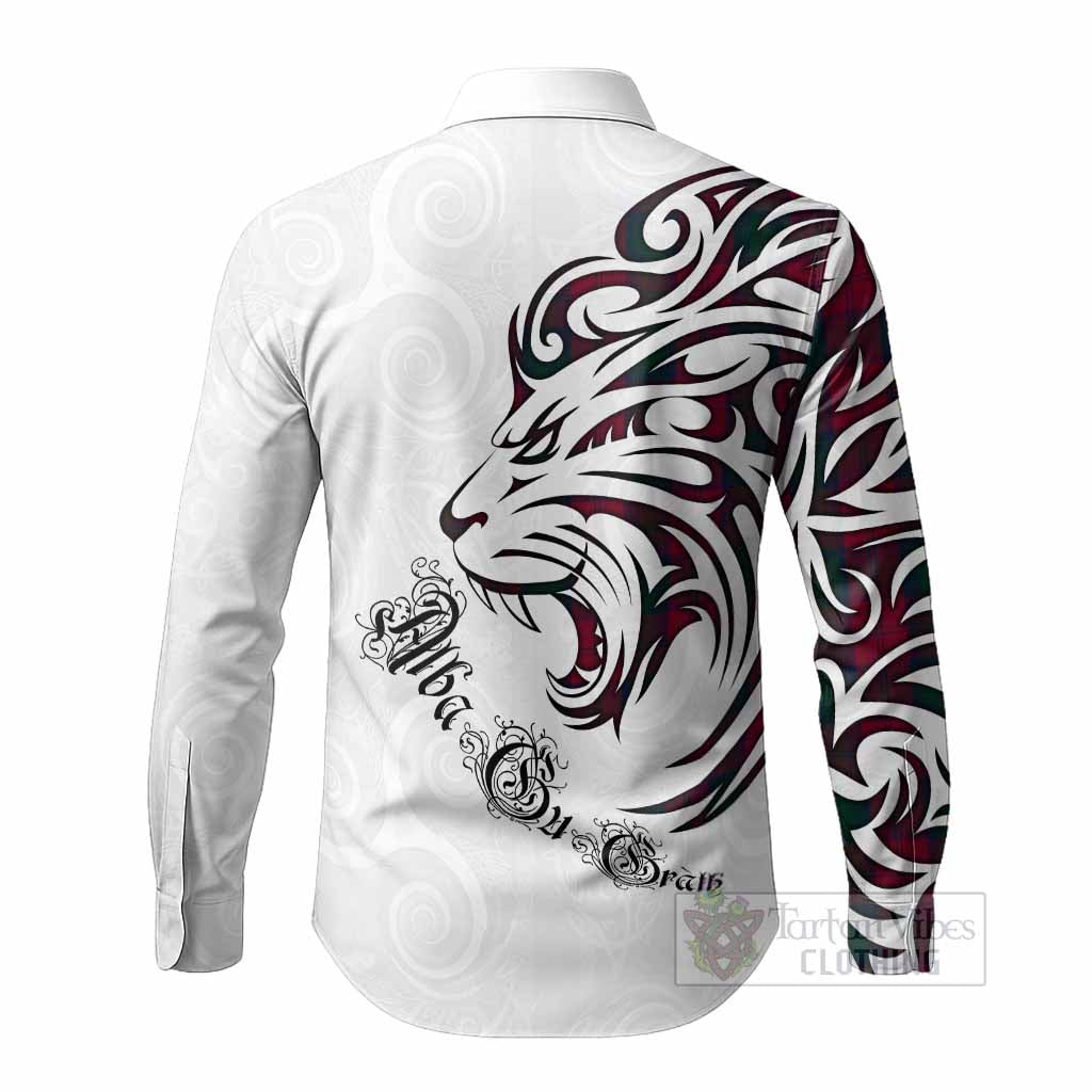 Lindsay Tartan Lion Roar Long Sleeve Button Shirts Alba Gu Brath with Celtic Motifs